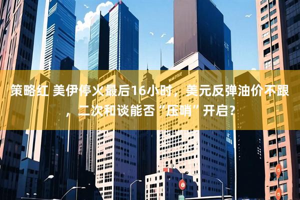 策略红 美伊停火最后16小时，美元反弹油价不跟，二次和谈能否“压哨”开启？
